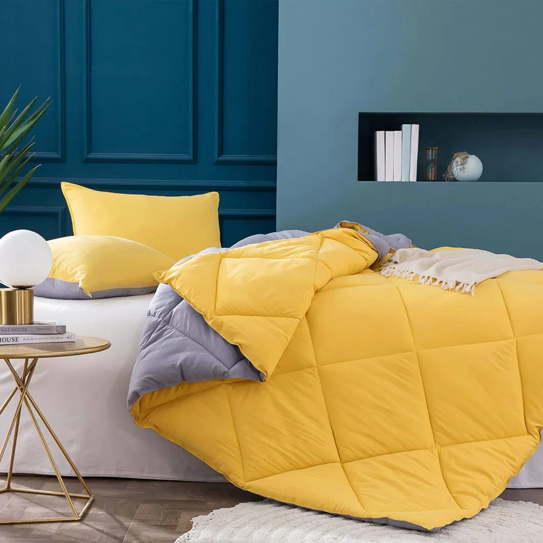 Wholesales Custom Design Solid Color Microfiber Fabric Polyester Hollow Gel Fiber Filled Diamond Quilted Comforter